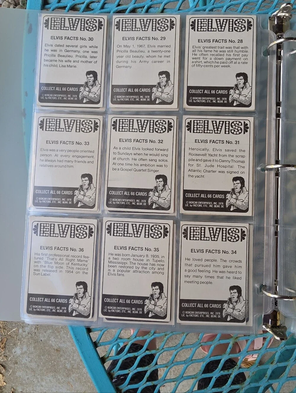 Elvis Trading Card Set 1978 Complete 66 Cards Boxcar Enterprises In Sleeves Vtg